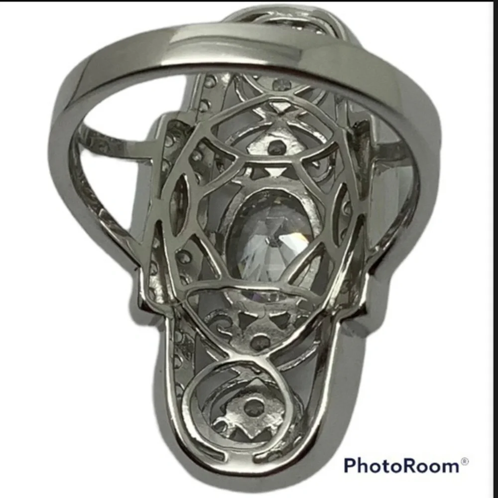 Sterling silver CZ Pointer cocktail ring